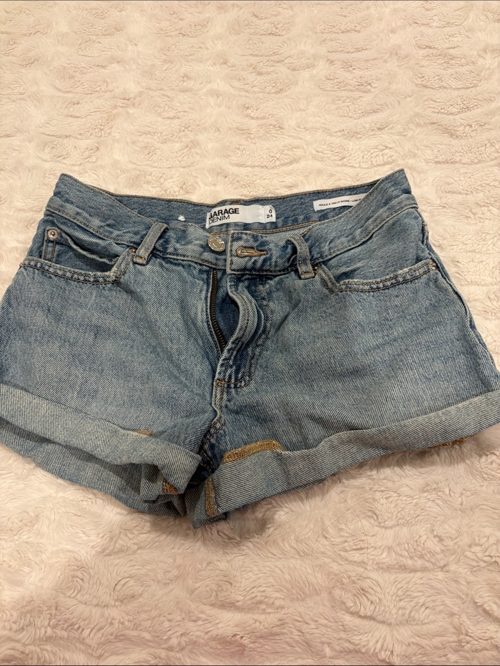 Garage Light Blue Rolled Hem Denim Shorts